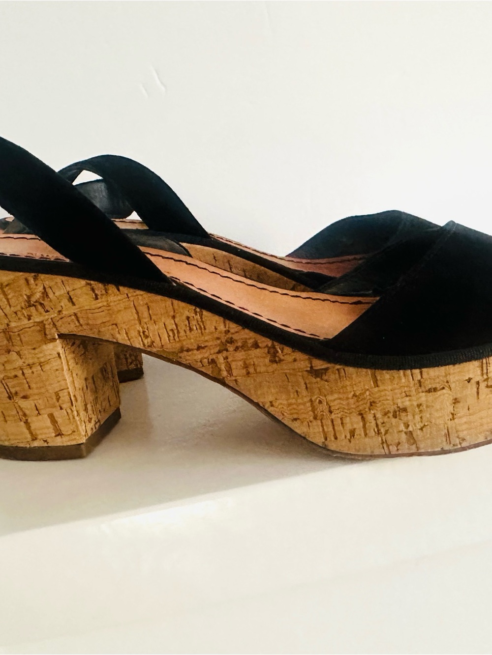 Diane Von Furstenberg Black Cork Platform Sandals